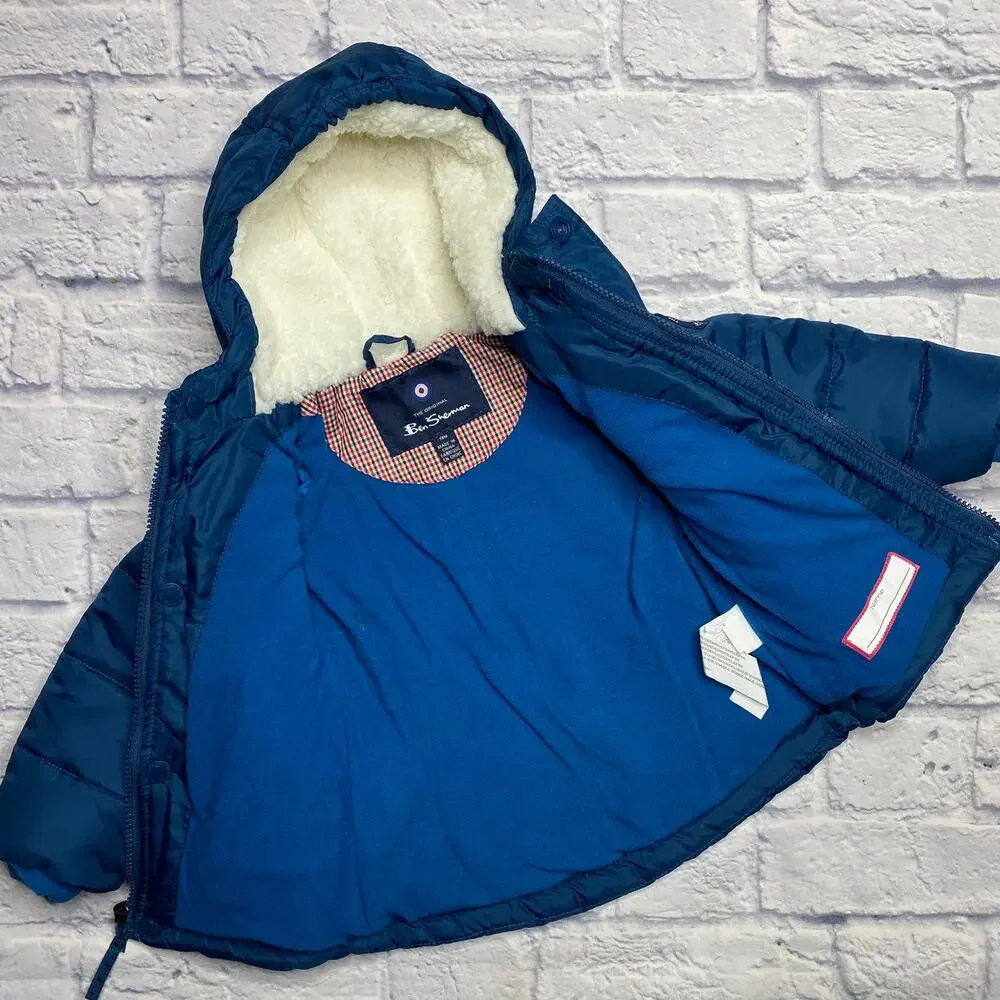 Ben Sherman Hooded Puffer Winter Jacket in Deep Teal